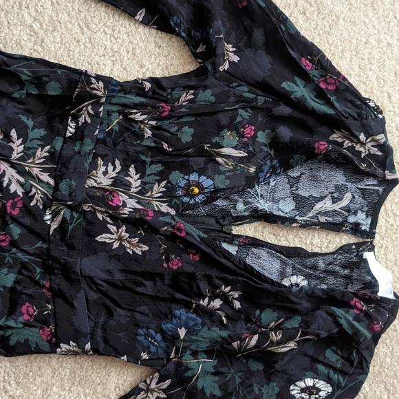 ASTR THE LABEL Multicolor Floral Long Sleeve V-Neck Back Zip A-Line Dress Size S - Picture 4 of 6